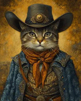Rough & Tumble Cat - American Southwest Art Prints - 8"x10" Artwork for 11"x14" Frame