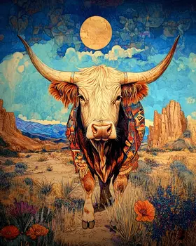 Charging Bull - American Southwest Art Prints - 8"x10" Artwork for 11"x14" Frame