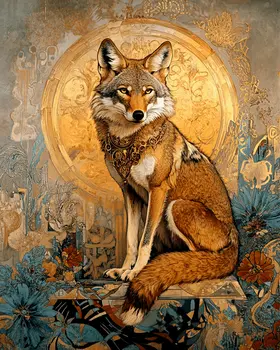 Spiritual Coyote - American Southwest Art Prints - 8"x10" Artwork for 11"x14" Frame