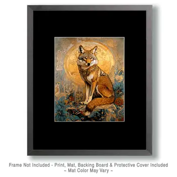 Spiritual Coyote - American Southwest Art Prints - 8"x10" Artwork for 11"x14" Frame