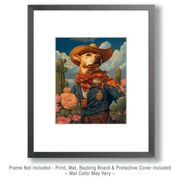 Canine Rough Rider - American Southwest Art Prints - 8"x10" Artwork for 11"x14" Frame