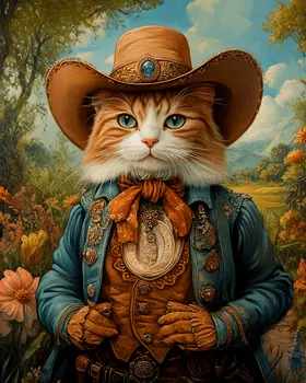 Tabby Cat Teddy from Tuscon - American Southwest Art Prints - 8"x10" Artwork for 11"x14" Frame