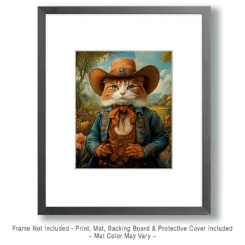 Tabby Cat Teddy from Tuscon - American Southwest Art Prints - 8"x10" Artwork for 11"x14" Frame