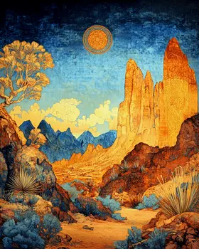 Hot Desert Night - American Southwest Art Prints - 8"x10" Artwork for 11"x14" Frame