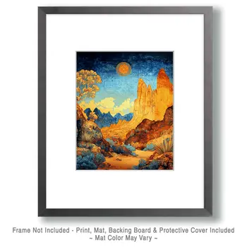 Hot Desert Night - American Southwest Art Prints - 8"x10" Artwork for 11"x14" Frame