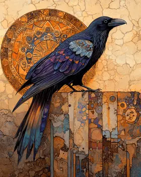 BOHO Raven - American Southwest Art Prints - 8"x10" Artwork for 11"x14" Frame