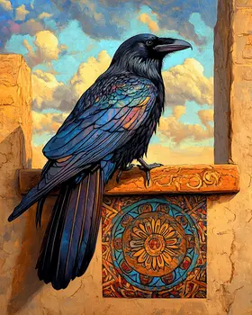 Southwestern Raven - American Southwest Art Prints - 8"x10" Artwork for 11"x14" Frame
