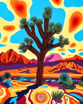 Abstract Joshua Tree - American Southwest Art Prints - 8"x10" Artwork for 11"x14" Frame