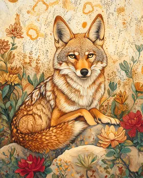 Cool Coyote - American Southwest Art Prints - 8"x10" Artwork for 11"x14" Frame