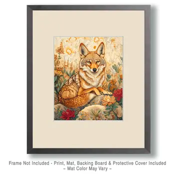 Cool Coyote - American Southwest Art Prints - 8"x10" Artwork for 11"x14" Frame