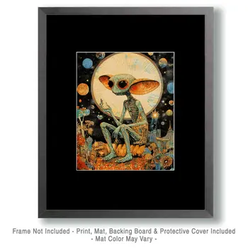 Alien #1 - Aliens, Spaceships  Outer-Space Wall Art Prints – 8″x10″ Artwork for 11″x14″ Frame