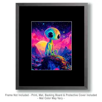 Cosmic Alien - Aliens, Spaceships  Outer-Space Wall Art Prints – 8″x10″ Artwork for 11″x14″ Frame
