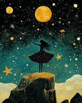 Dancing After Midnight - Aliens, Spaceships  Outer-Space Wall Art Prints – 8″x10″ Artwork for 11″x14″ Frame