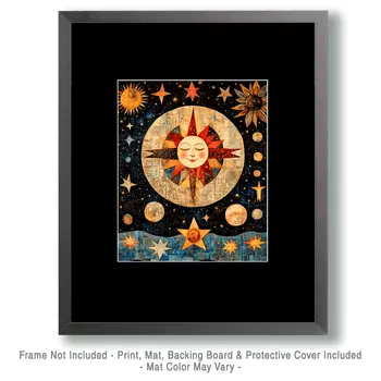 Celestial Sun - Aliens, Spaceships  Outer-Space Wall Art Prints – 8″x10″ Artwork for 11″x14″ Frame
