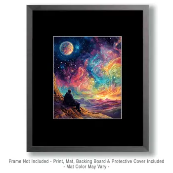 Other-World Cosmos - Aliens, Spaceships  Outer-Space Wall Art Prints – 8″x10″ Artwork for 11″x14″ Frame
