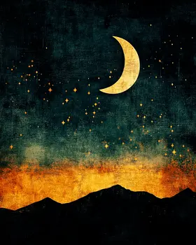 Evening Moonrise - Aliens, Spaceships  Outer-Space Wall Art Prints – 8″x10″ Artwork for 11″x14″ Frame