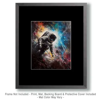 Astronaut in Space - Aliens, Spaceships  Outer-Space Wall Art Prints – 8″x10″ Artwork for 11″x14″ Frame