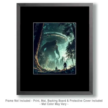 Alien Bigfoot - Aliens, Spaceships  Outer-Space Wall Art Prints – 8″x10″ Artwork for 11″x14″ Frame