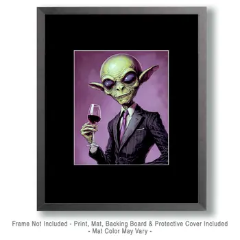 Alien in Purple Haze - Aliens, Spaceships  Outer-Space Wall Art Prints – 8″x10″ Artwork for 11″x14″ Frame