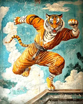 Tiger Dance #10 - Martial Arts Wall Art Prints – 8″x10″ Artwork for 11″x14″ Frame