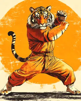 Tiger Dance #11 - Martial Arts Wall Art Prints – 8″x10″ Artwork for 11″x14″ Frame