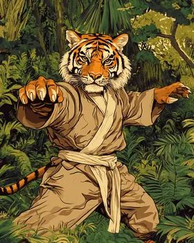 Tiger Dance #14 - Martial Arts Wall Art Prints – 8″x10″ Artwork for 11″x14″ Frame