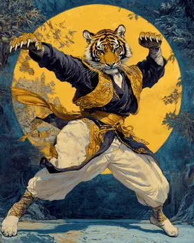 Tiger Dance #2 - Martial Arts Wall Art Prints – 8″x10″ Artwork for 11″x14″ Frame