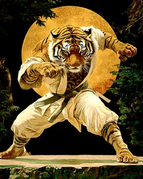 Tiger Dance #6 - Martial Arts Wall Art Prints – 8″x10″ Artwork for 11″x14″ Frame