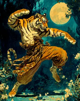 Tiger Dance #7 - Martial Arts Wall Art Prints – 8″x10″ Artwork for 11″x14″ Frame