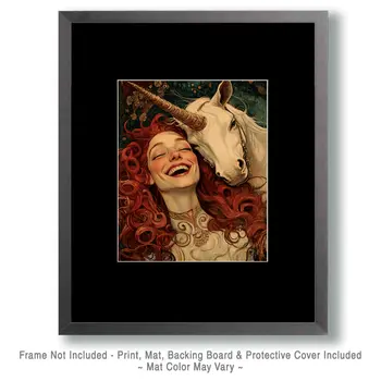 A Fairy Good Joke - Unicorn & Pegasus Wall Art Prints – 8″x10″ Artwork for 11″x14″ Frame