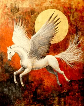 Full Moon Flight - Unicorn & Pegasus Wall Art Prints – 8″x10″ Artwork for 11″x14″ Frame