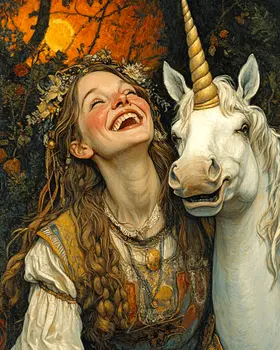A Funny Fairy - Unicorn & Pegasus Wall Art Prints – 8″x10″ Artwork for 11″x14″ Frame