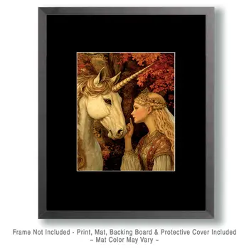 Princess Lesson - Unicorn & Pegasus Wall Art Prints – 8″x10″ Artwork for 11″x14″ Frame