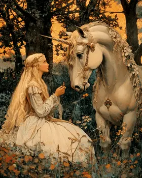 Princess Discussion - Unicorn & Pegasus Wall Art Prints – 8″x10″ Artwork for 11″x14″ Frame