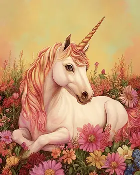 Field of Flowers - Unicorn & Pegasus Wall Art Prints – 8″x10″ Artwork for 11″x14″ Frame