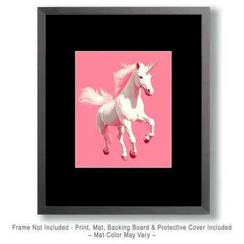 Pink Minimalism - Unicorn & Pegasus Wall Art Prints – 8″x10″ Artwork for 11″x14″ Frame