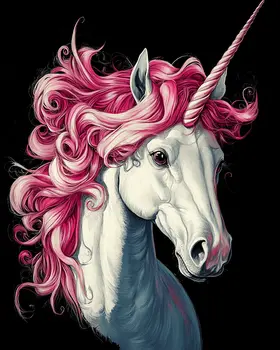 Pink Locks - Unicorn & Pegasus Wall Art Prints – 8″x10″ Artwork for 11″x14″ Frame