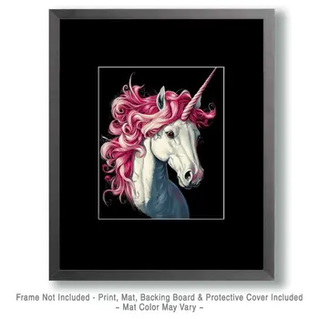 Pink Locks - Unicorn & Pegasus Wall Art Prints – 8″x10″ Artwork for 11″x14″ Frame
