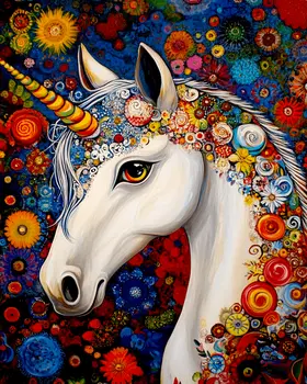 BOHO Floral - Unicorn & Pegasus Wall Art Prints – 8″x10″ Artwork for 11″x14″ Frame