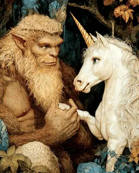 Bigfoot Discussion - Unicorn & Pegasus Wall Art Prints – 8″x10″ Artwork for 11″x14″ Frame