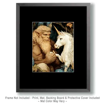 Bigfoot Discussion - Unicorn & Pegasus Wall Art Prints – 8″x10″ Artwork for 11″x14″ Frame