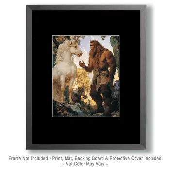 Sasquatch Discussion - Unicorn & Pegasus Wall Art Prints – 8″x10″ Artwork for 11″x14″ Frame