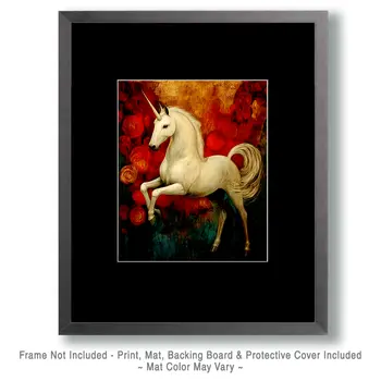 Rearing Up - Unicorn & Pegasus Wall Art Prints – 8″x10″ Artwork for 11″x14″ Frame