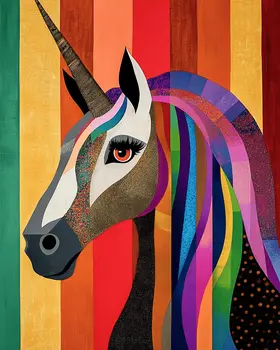 Mid-Century Modern Uni - Unicorn & Pegasus Wall Art Prints – 8″x10″ Artwork for 11″x14″ Frame