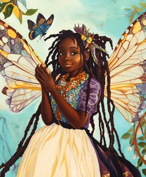 Child Fairy with Butterfly Spirit - Fairies Worldwide – 8″x10″ Artwork in 10″x12″ Mat