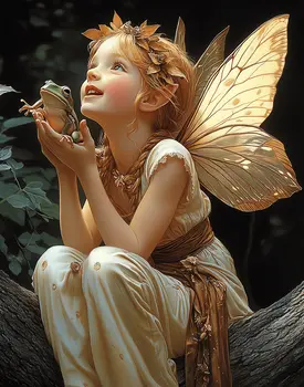 Cute Irish Wee Fairy - Fairies Worldwide – 8″x10″ Artwork in 10″x12″ Mat