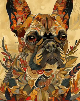 French Bulldog Art Nouveau Dog Portrait Wall Art Prints – 8″x10″ Artwork for 11″x14″ Frame