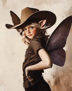 Sassy Cowgirl Fairy- Cowgirl Fairies – 8″x10″ Artwork in 12″x14″ Mat