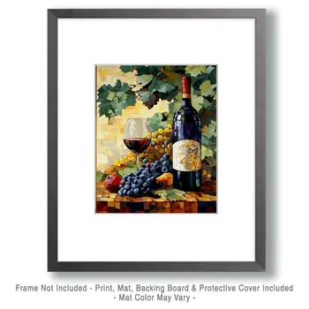 Classic Wine Bottle Still-Life - Wine Wall Art Prints – 8″x10″ Artwork for 11″x14″ Frame