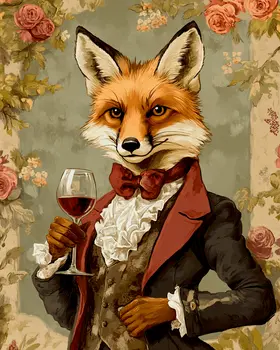 Fancy Fox - Wine Wall Art Prints – 8″x10″ Artwork for 11″x14″ Frame